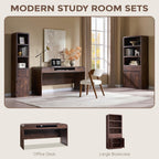 63" Modern Computer Desk with 2 Drawers, Wood Curved (Brown) | Executive Desk with Keyboard Tray & Power Outlet, Writing Desks with Storage for Home Office, Study Room, Living Room