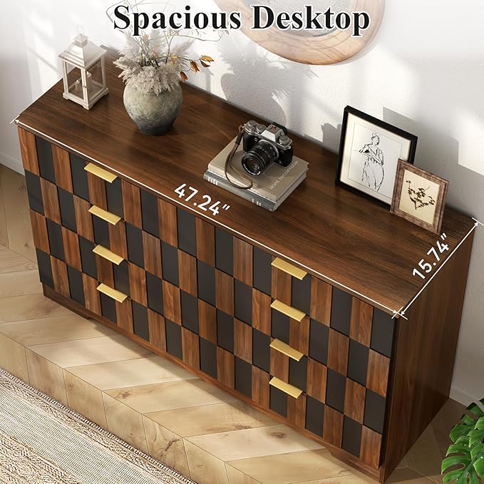 8 Drawer Dresser for Bedroom, Modern Double Dresser, Mid Century Wooden Storage - Image 7