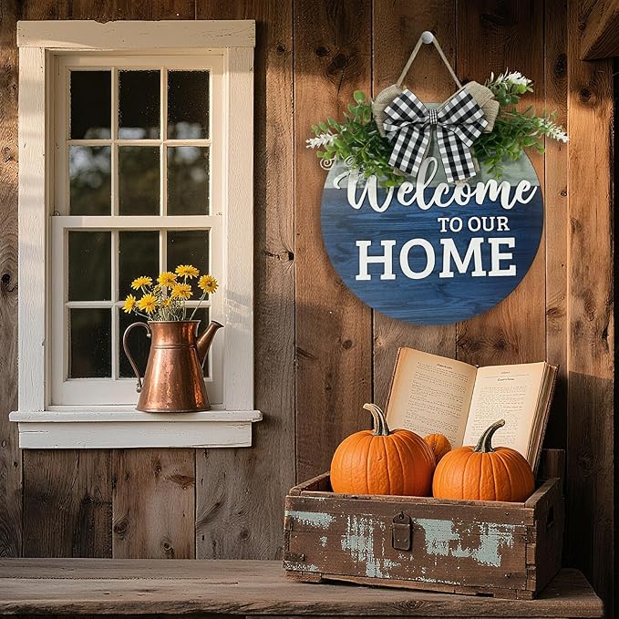 VPDTVK Welcome Sign for Front Door, Rustic Welcome Door Sign Outdoor Wreaths - Image 4