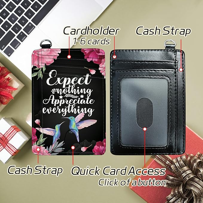 BWEGRHE Small Travel Wallets, Humingbird Flower Slim Minimalist Front Pocket - Image 5