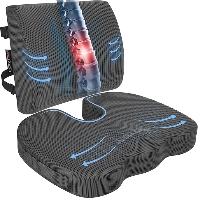 FORTEM Seat Cushion, Office Chair Cushion, Lumbar Support Pillow by FORTEM