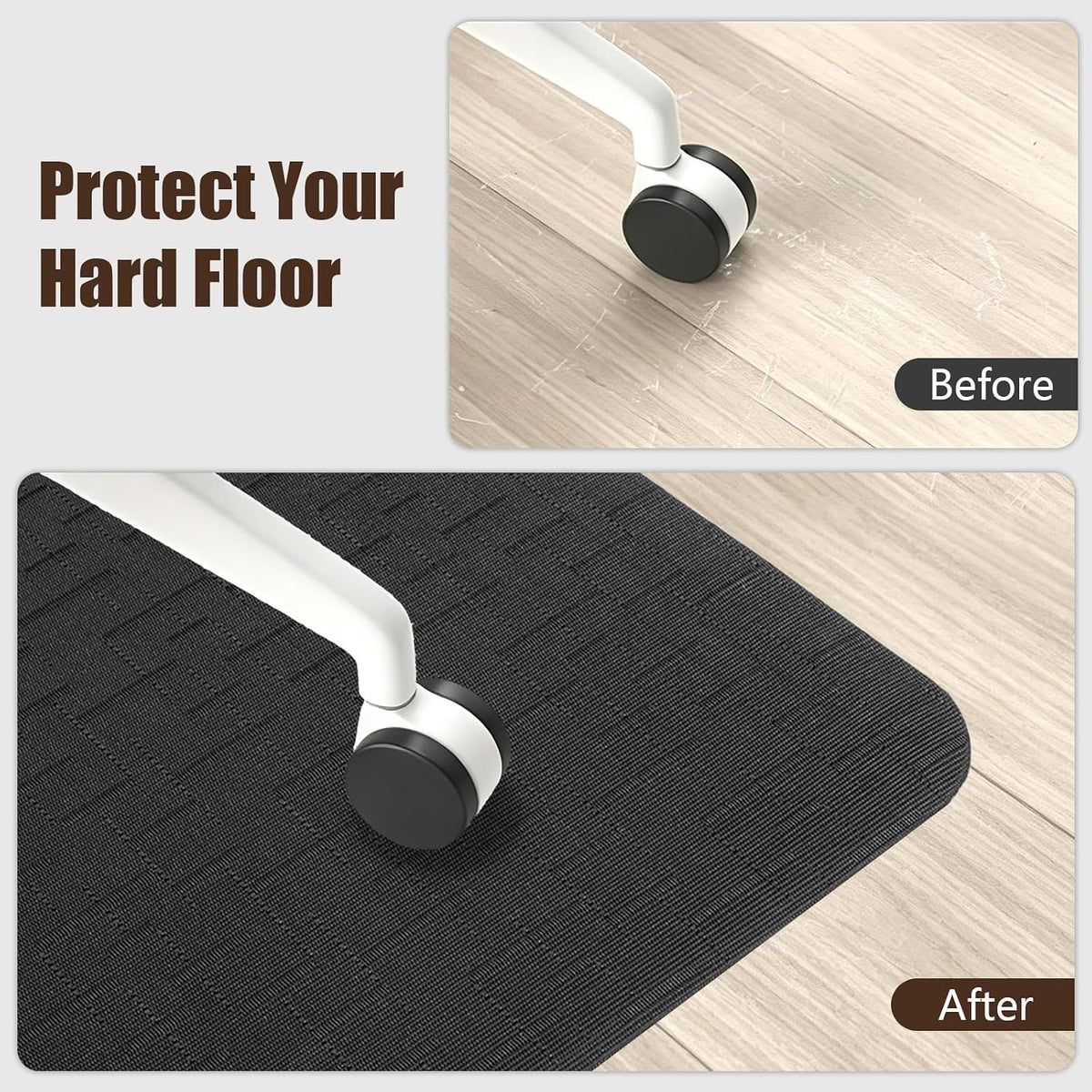 Bsmathom Office Chair Mat for Hardwood Floor, 36" x 48" Desk Computer Chair Mat for Hard Wood and Tile Floor, Anti-Slip Hard Floor Protector Chair Mat, PVC Mat Desk Rug for Office Home, Black