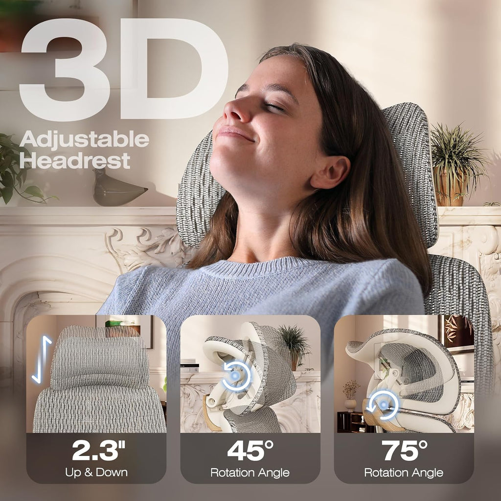elabest x100 ergonomic mesh office chair with footrest showing dimensions