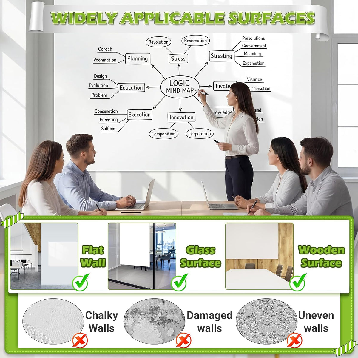 AFMAT Whiteboard Sticker for Wall, 4x8ft White Board Paper, Super Sticky Dry ...