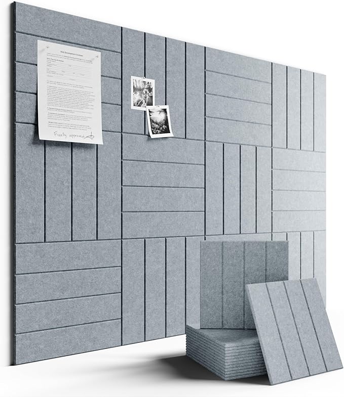 Large Felt Bulletin Board 48" x 36" Cork Board Alternative-12 Pack by FLUXYNARA