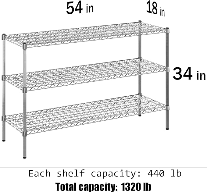 Regal Altair 18" Deep x 54" Wide x 34" Height Wire Shelving Kit | 3-Tier | NSF - Image 3