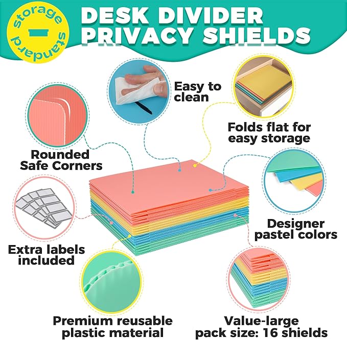 16 Pack Desk Privacy Folders for Students Desk Divider - Image 2