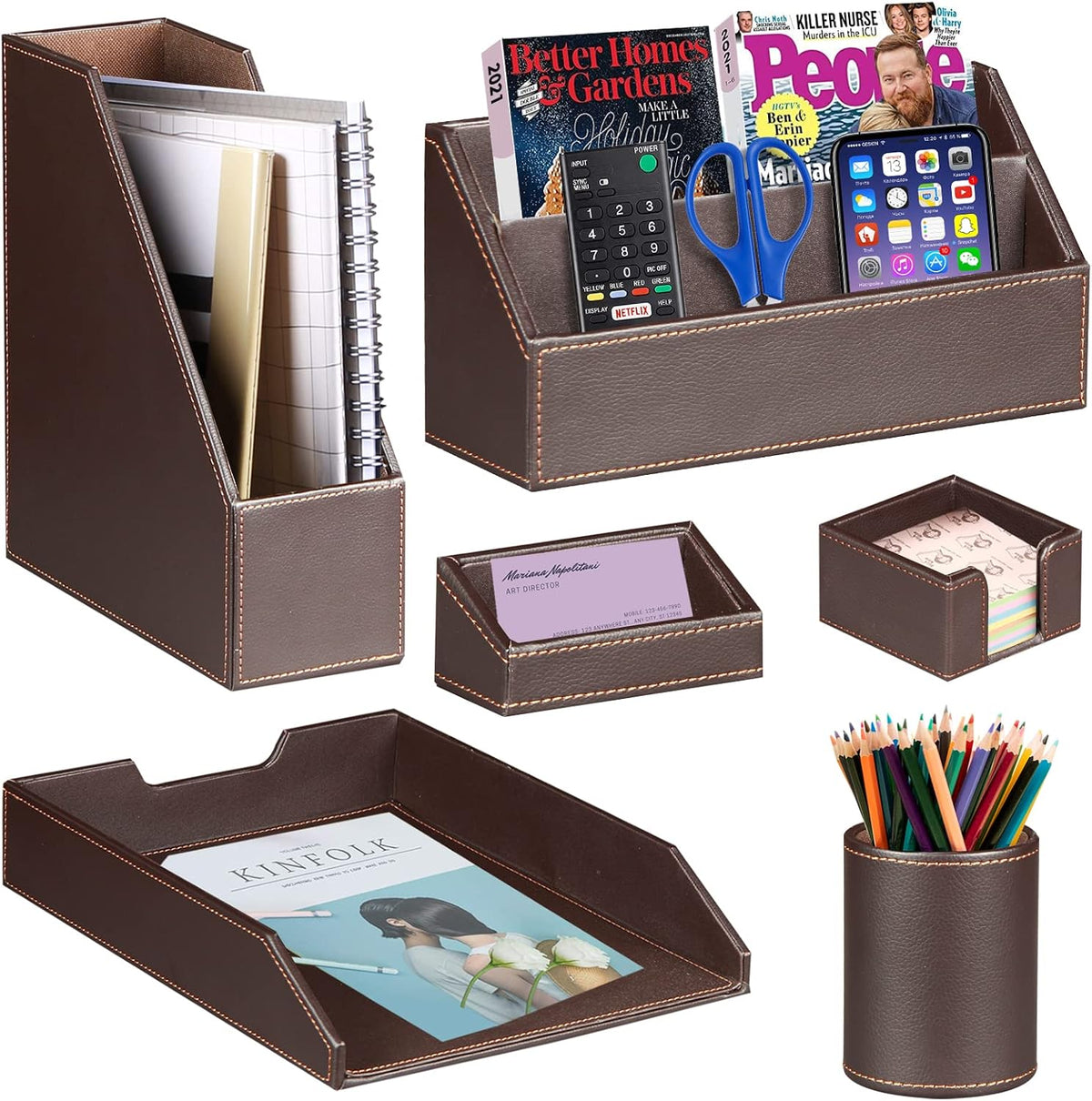 ayunga pu leather 6-piece office supplies combination set,pencil, main product view