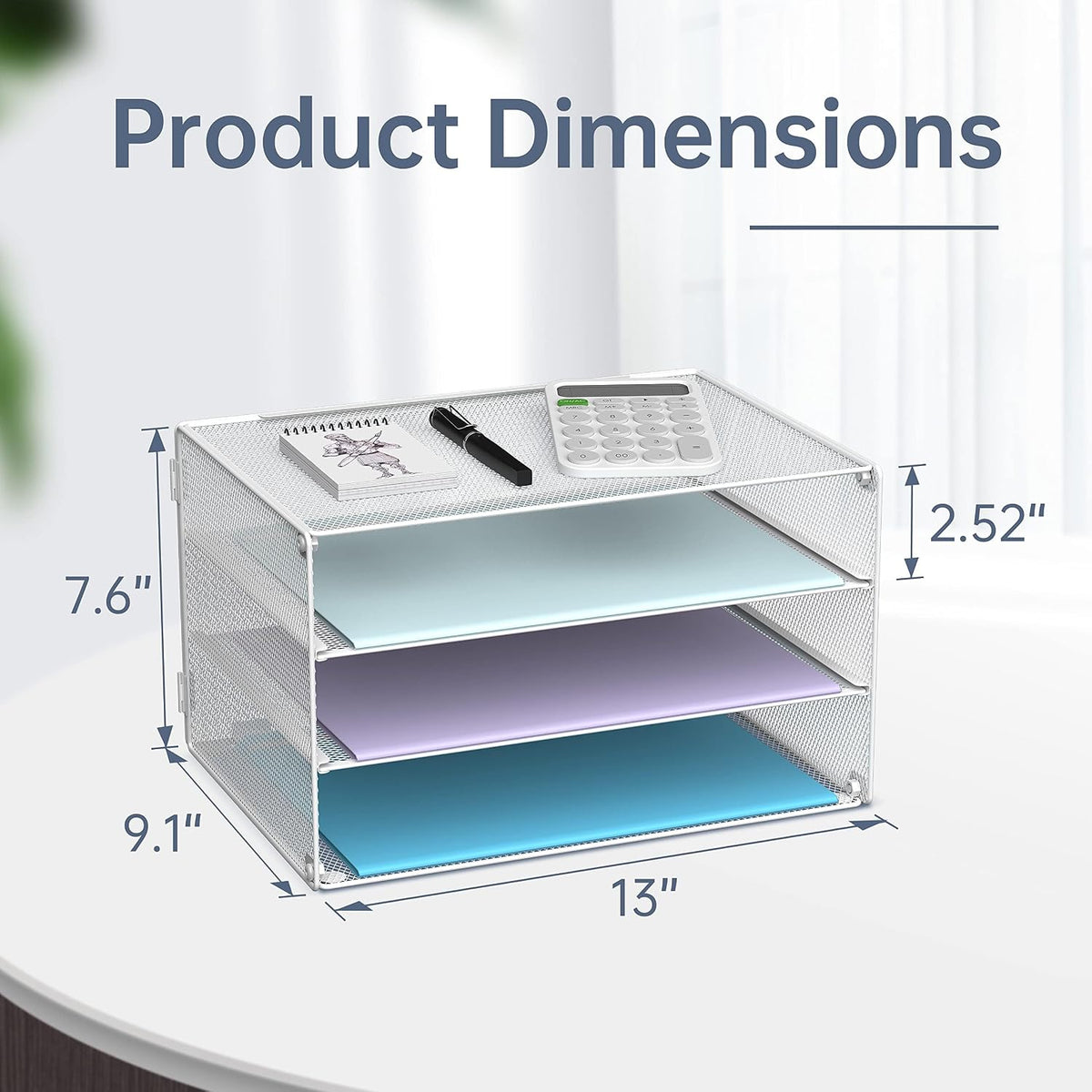 DALTACK 3 Tier Letter Tray Paper Organizer with Sliding Trays 2 Pack White