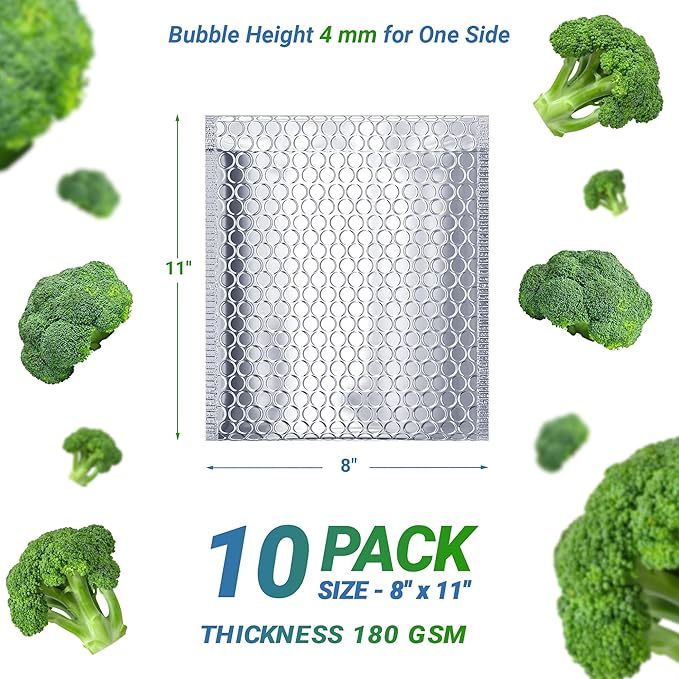 Amiff Silver Thermal Bubble Mailer, 8 x 11 Inches. 10 Pack Metallic Bubble - Image 2