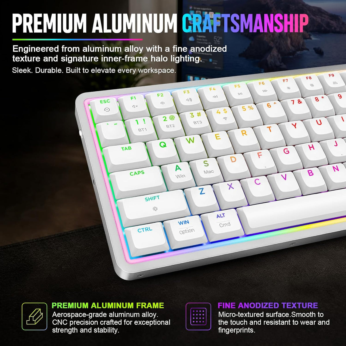 Air75 Low Profile Mechanical Keyboard Wireless, 75% Aluminum Frame, Hot Swapp...