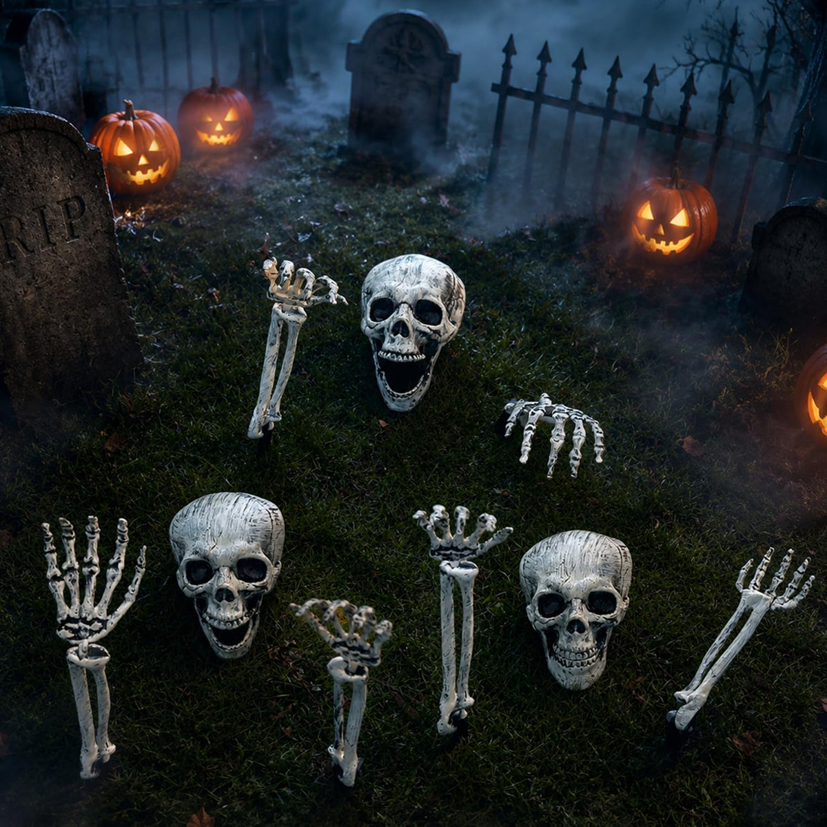 3 Pack Halloween Decor Outdoor Skeleton Stakes for Yard,Lawn,Graveyard