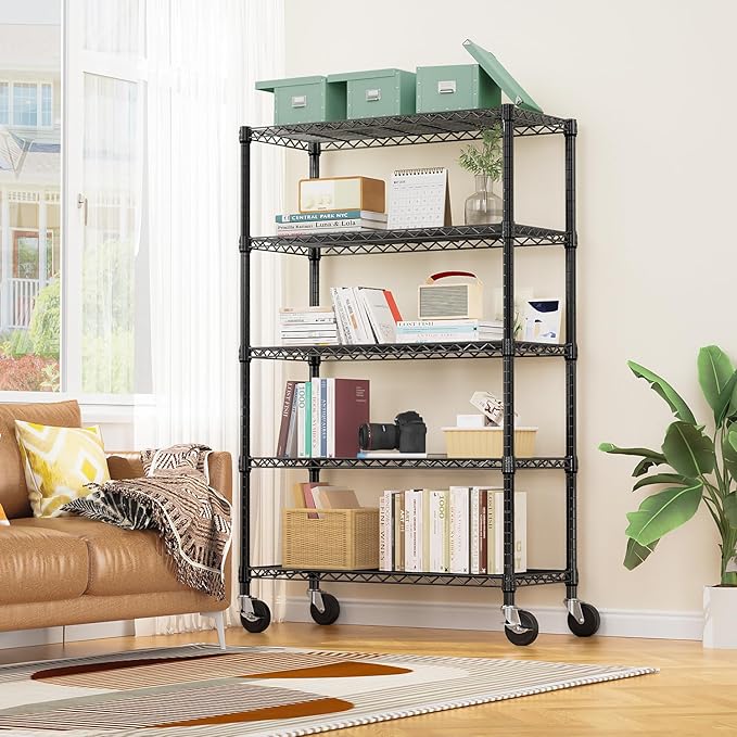 M MZG 5-Shelf Storage Shelves, Wire Shelving Heavy Duty Metal Storage Shelving - Image 2