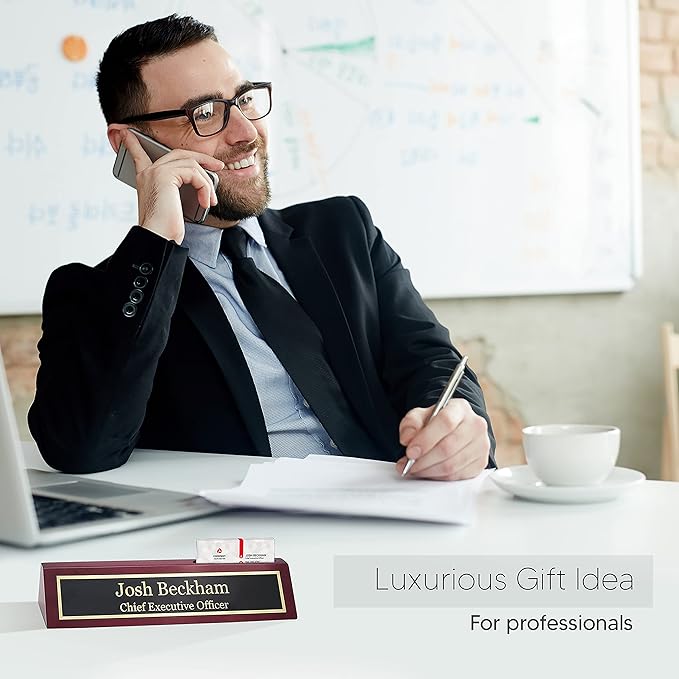 Business Wood Name Plate for Desk | Custom Desk Name Plate Personalized Gift - Image 5