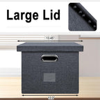 4-Pack Modern Minimalist Dark Gray Collapsible Linen File Folder Box - Image 4