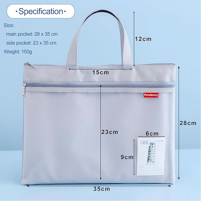 Pendancy Mesh Zipper Pouch 11x13.7 in, Large Double Pocket Waterproof File Bag - Image 3