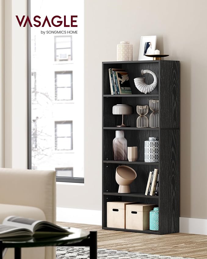 VASAGLE Set of 2 Bookshelves, 23.6 Inches Wide, 5-Tier Open Bookcases - Image 2