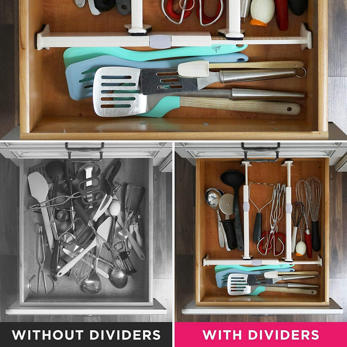 6 Drawer Organizer and Dividers, Organize Silverware and Utensils in Home Kit...