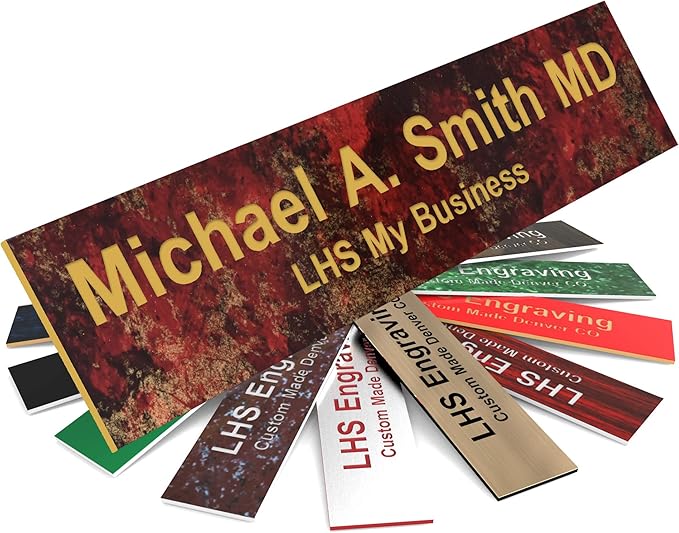 Engraved Name Plates for Door Sign Personalized Rustico Granite Pattern Plastic by LHS+My+Business