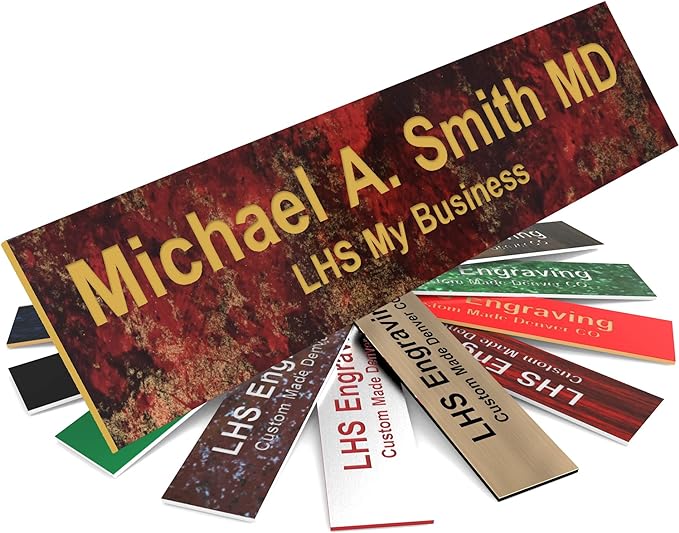 Engraved Name Plates for Door Sign Personalized Rustico Granite Pattern Plastic by LHS+My+Business