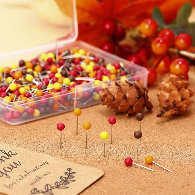 WILLBOND 500 Pack Map Push Pins Map Tacks Small Round Head Push Pins Thumb Tacks - Image 3