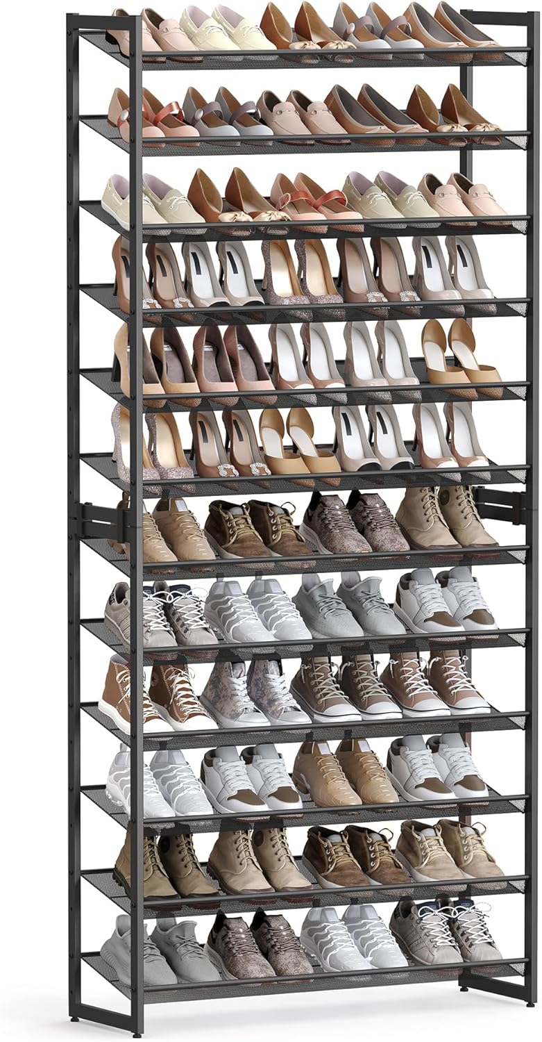 songmics shoe rack, 12-tier shoe organizer, metal shoe, main product view