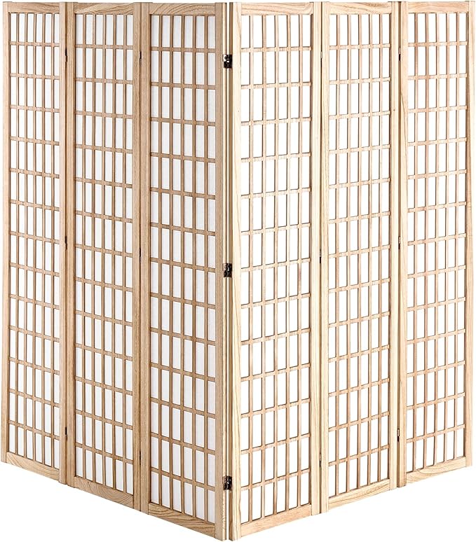 VEVOR Room Divider, 6 Panel Japanese Room Divider, Wood Folding Privacy Screen - Image 4