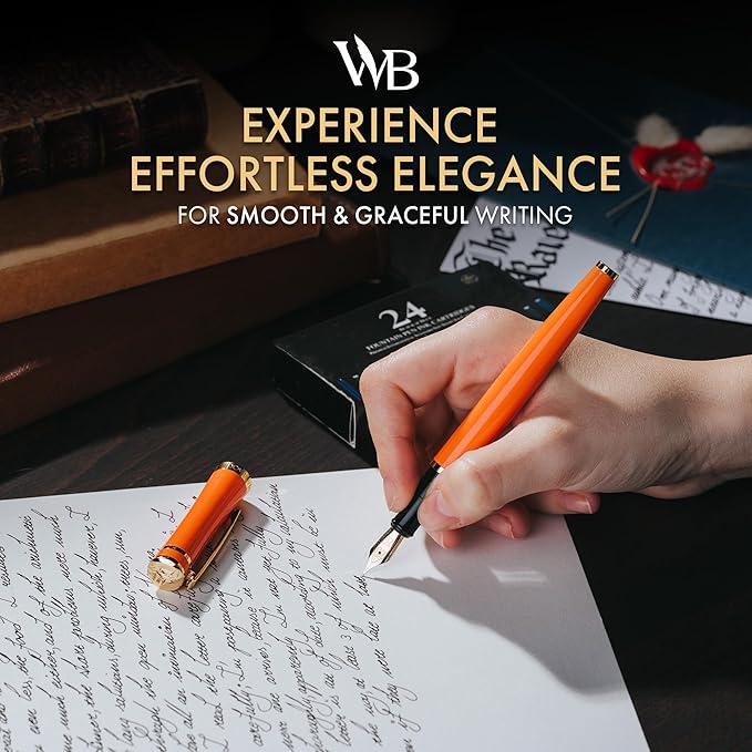 Wordsworth & Black Fountain Pen Set, 18K Gilded Medium Nib, Includes 24 Pack - Image 2