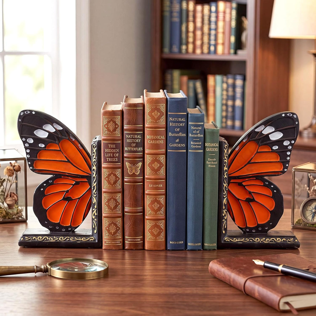 Epakh 2 Pcs Monarch Butterfly Book Ends Decorative Bookends