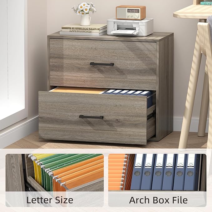 FATIGOS 2 Drawer File Cabinet, Wood Lateral File Cabinet, Wide Filing Cabinets - Image 4