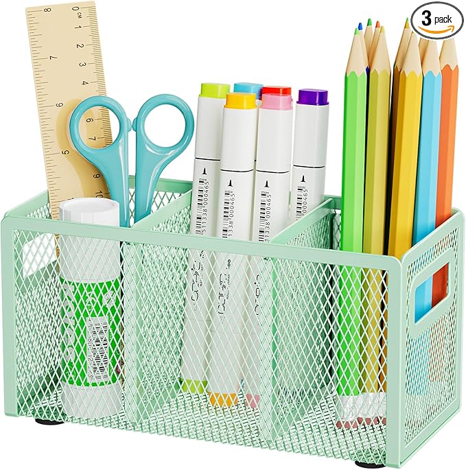 Marbrasse Mesh Pen Holder for Desk, Pencil Holder Desk Organizer 3 Adjustable by Marbrasse