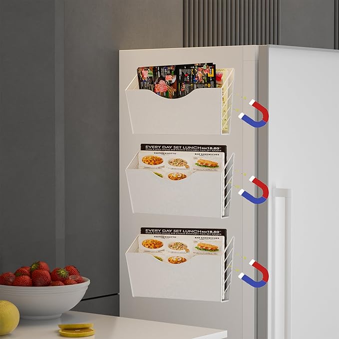 3 Pockets Magnetic File Holder for File Cabinets, Refrigerator, Magnetic Paper - Image 4