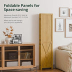 Cozy Castle Wood Room Divider, 6 Panels Folding Privacy Screen, 66.9'' Wall - Image 3