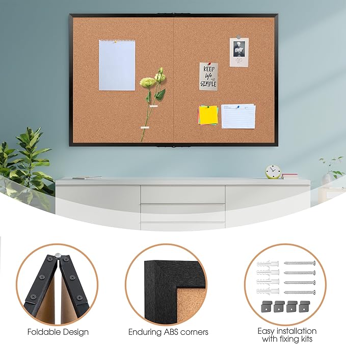 Board2by Extra Large Cork Bulletin Board 60" X 36", Foldable Notice Pin Board - Image 5