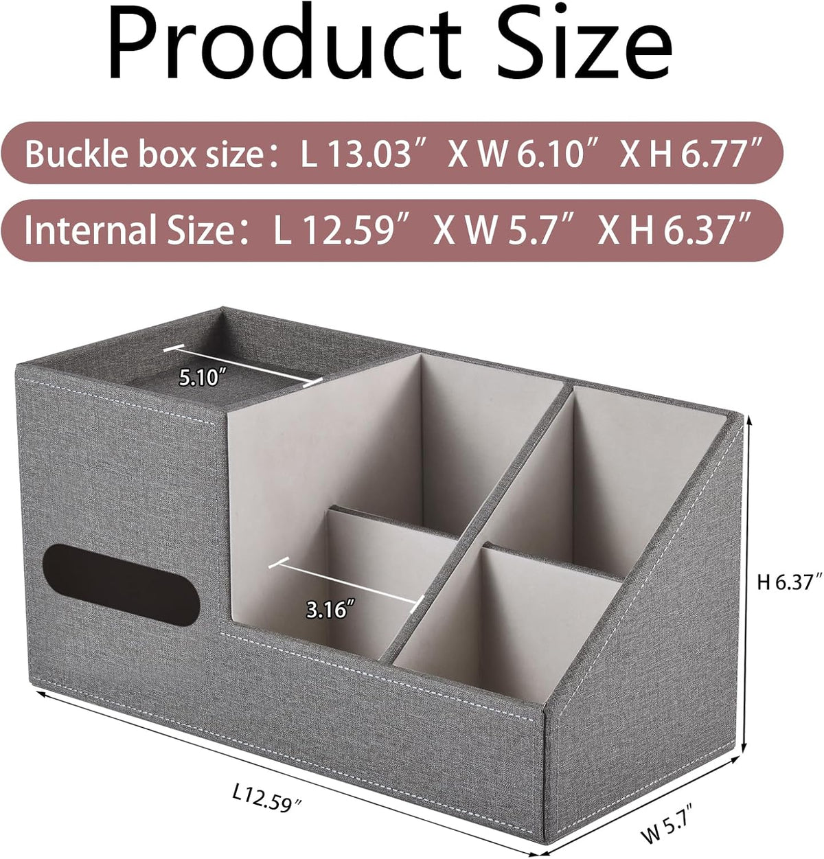 Plus Size Tissue Box Cover-Square Linen Tissue Cover with Side Storage and Tr...
