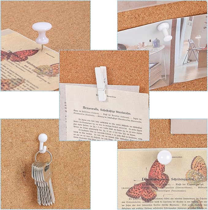 BESARME 200 Pieces Push Pins Set, 5 Types White Thumb Tacks Cute Decorative - Image 5