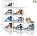 Amllas 8 Pack Shoe Boxes Clear Plastic Stackable, Large Shoe Storage Organizer by Amllas