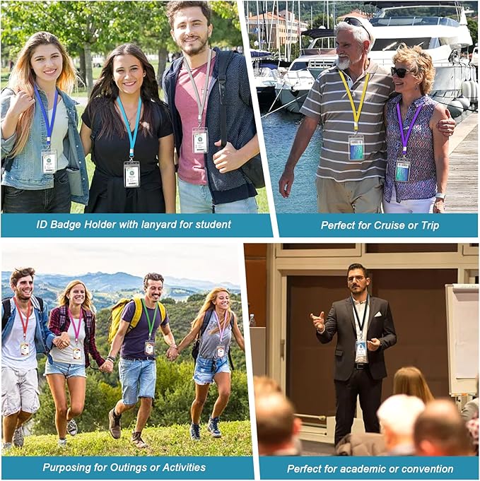 12 Pack Cruise Lanyard with ID Card Holder Colorful Lanyard with Waterproof ID - Image 5