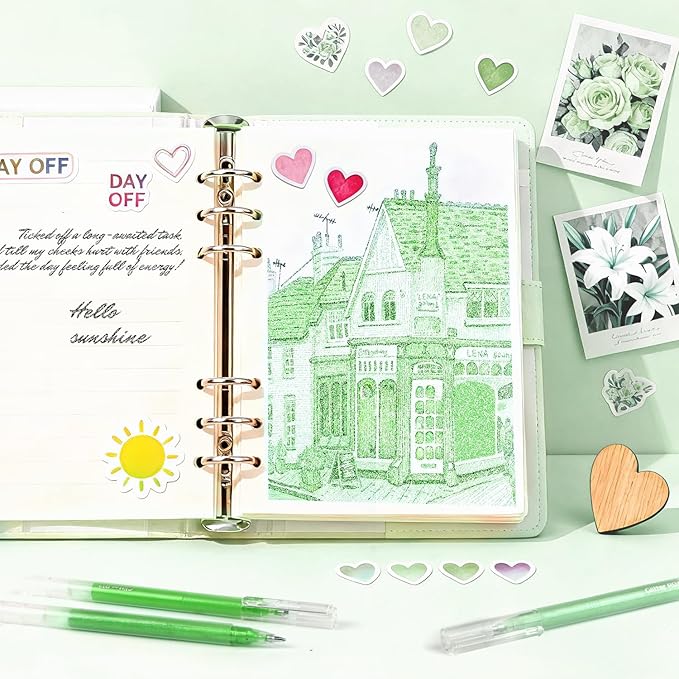 CAISEXILE 12 Green Glitter Gel Pens Set, 1.0 mm Fine Point - Image 5