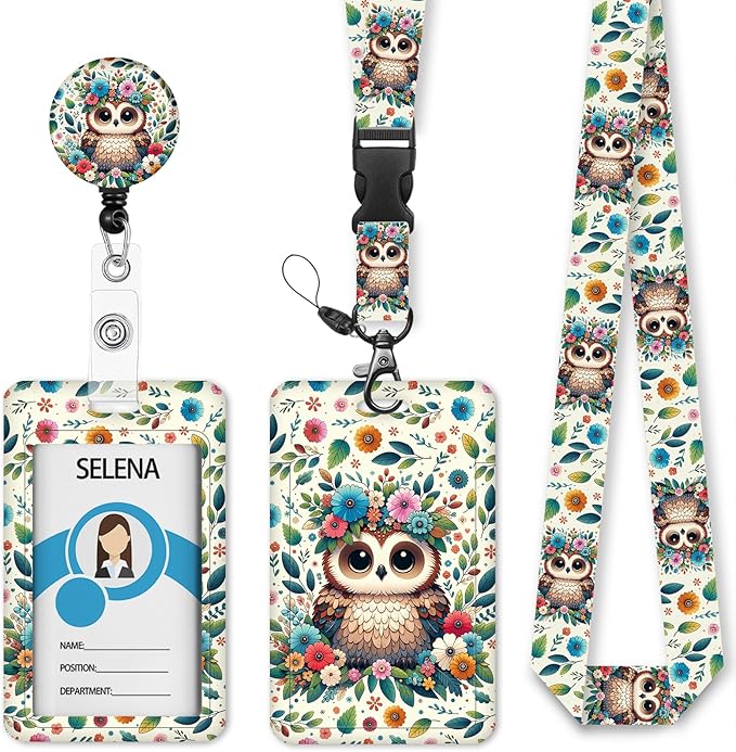 Teacher Lanyards for ID Badges, Owl Badge Holder Retractable Lanyard Name Tags by Mcapirivo