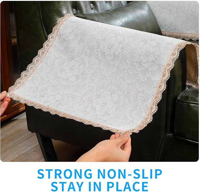 MINJIATEX Couch arm Covers, Non-Slip lace Sofa arm Covers Set of 2 Washable - Image 4