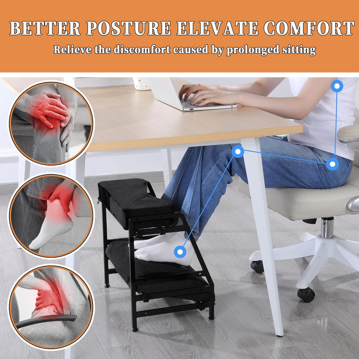 BALAPET Adjustable Double Step Footrest, High-Density Foam with Sturdy Iron F...
