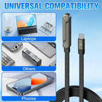 Sideways Phone Charger, 2 in 1 Invisible Holder Charger Cable, 240W Braided - Image 7