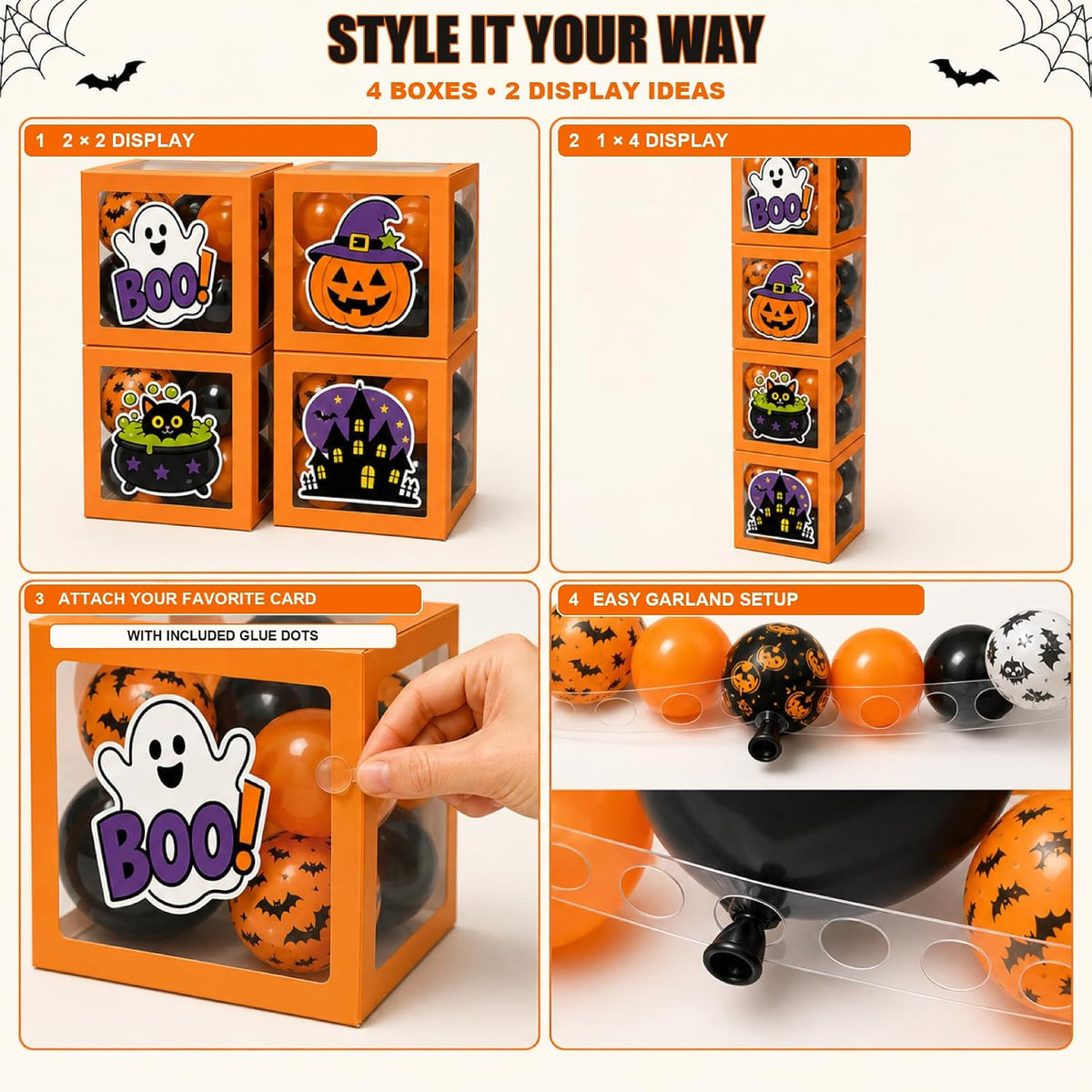 128 Pcs Halloween Party Decorations, Halloween Party Supplies - Balloon boxes...