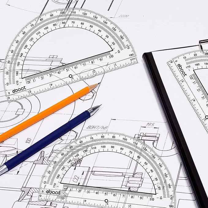 EBOOT 24 Pack Plastic Protractors Math Protractor 180 Degrees 6 Inch - Image 7