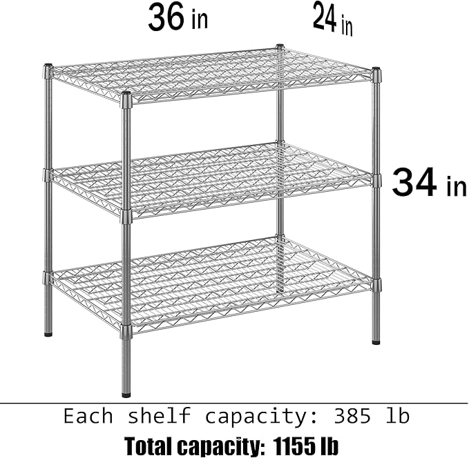 Regal Altair 24" Deep x 36" Wide x 34" Height Wire Shelving Kit | 3-Tier | NSF - Image 3