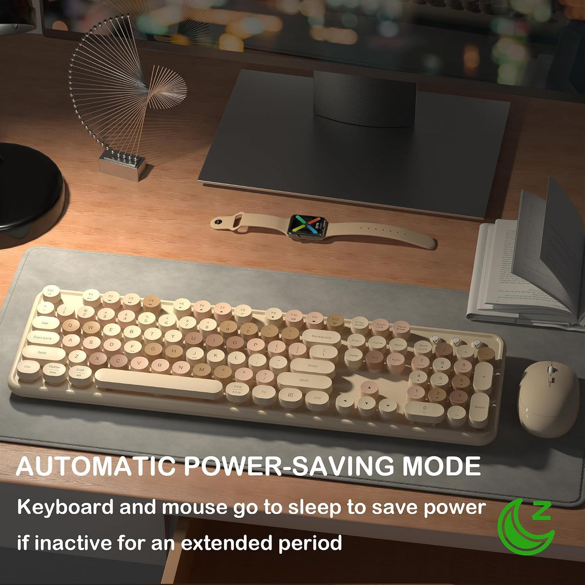 Links9+ Colorful Wireless Keyboard and Mouse Combo (Milky Tea Colorful)