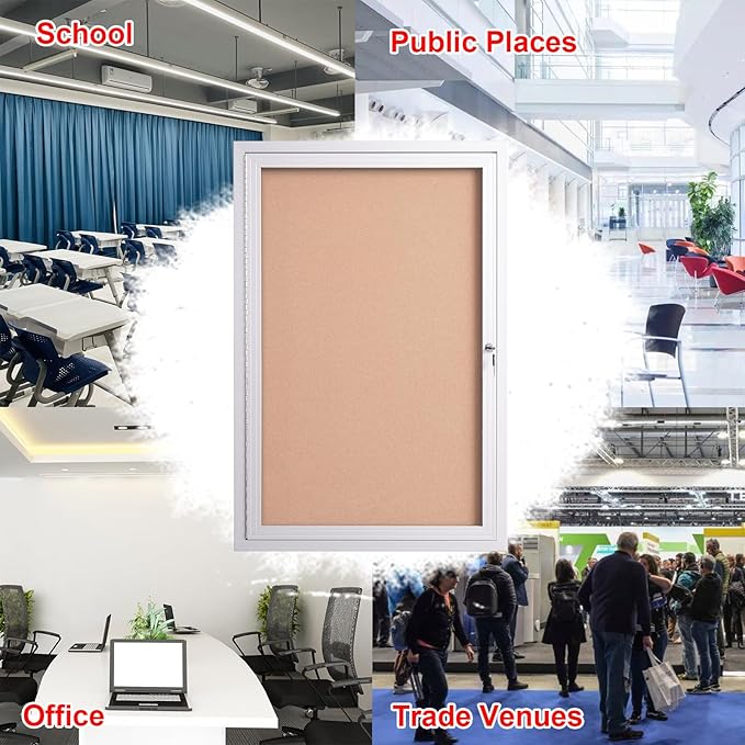 36×24 Inch Lockable Enclosed Bulletin Board, Weather-Resistant Outdoor - Image 6
