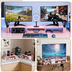 leketree dual monitor stand riser with drawer and, side view