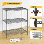 3 Tier Storage Shelves Metal Shelving Unit, Adjustable Wire Rack Pantry Kitchen - Image 6